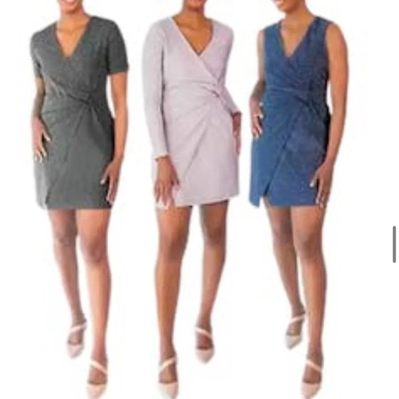 SERRA Dark Blue Shimmer Sparkly Ladies Front Knot Sleeveless Dress Size M - Picture 8 of 8